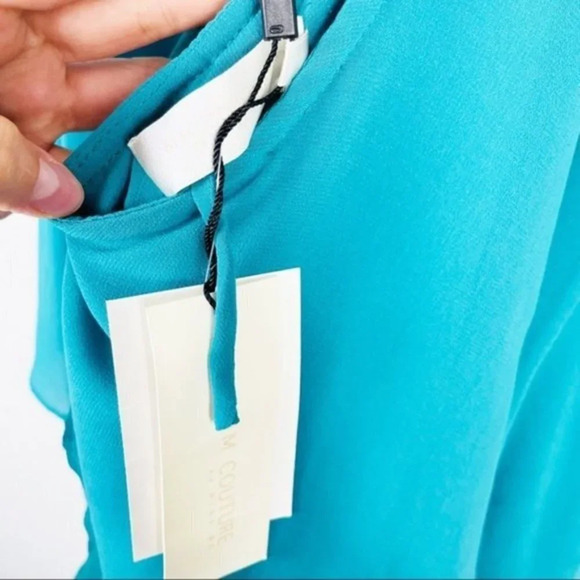 MM COUTURE BY MISS ME Turquoise Ruffled Dress New Medium - Picture 11 of 11